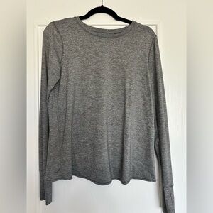 Athleta Gray Long Sleeve Tee Soft Relaxed Fit